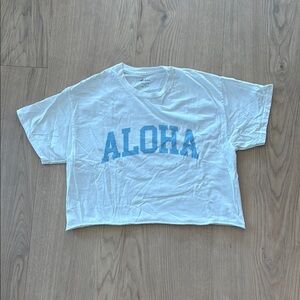 Vintage | White and Blue | Aloha Crop Top | One Size